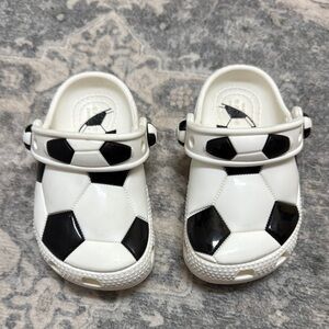 CROCS Black and White Soccer Slippers